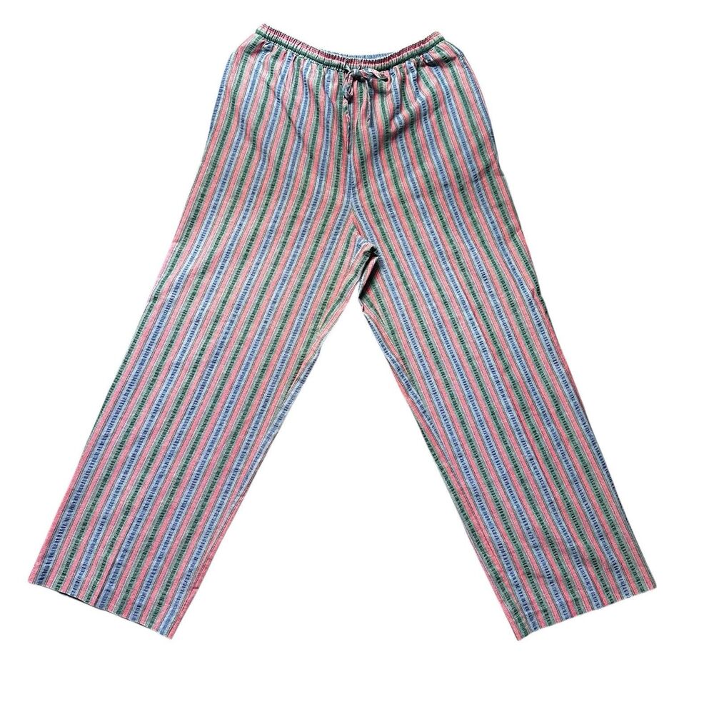 Orvis Mens Small Lounge Pants Striped Elastic Waist Drawstring Cotton USA EUC